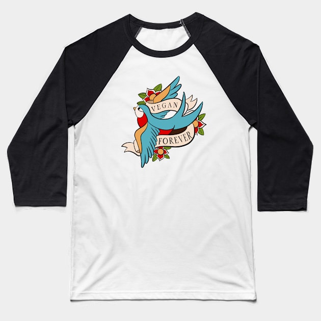 Vegan Forever Baseball T-Shirt by BubblegumGoat